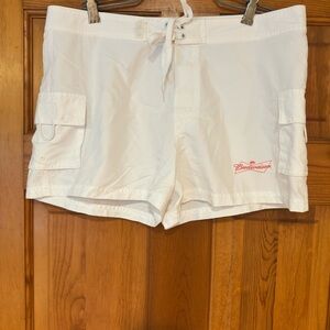 Budweiser White Vacation Party Cargo Shorts with Logo